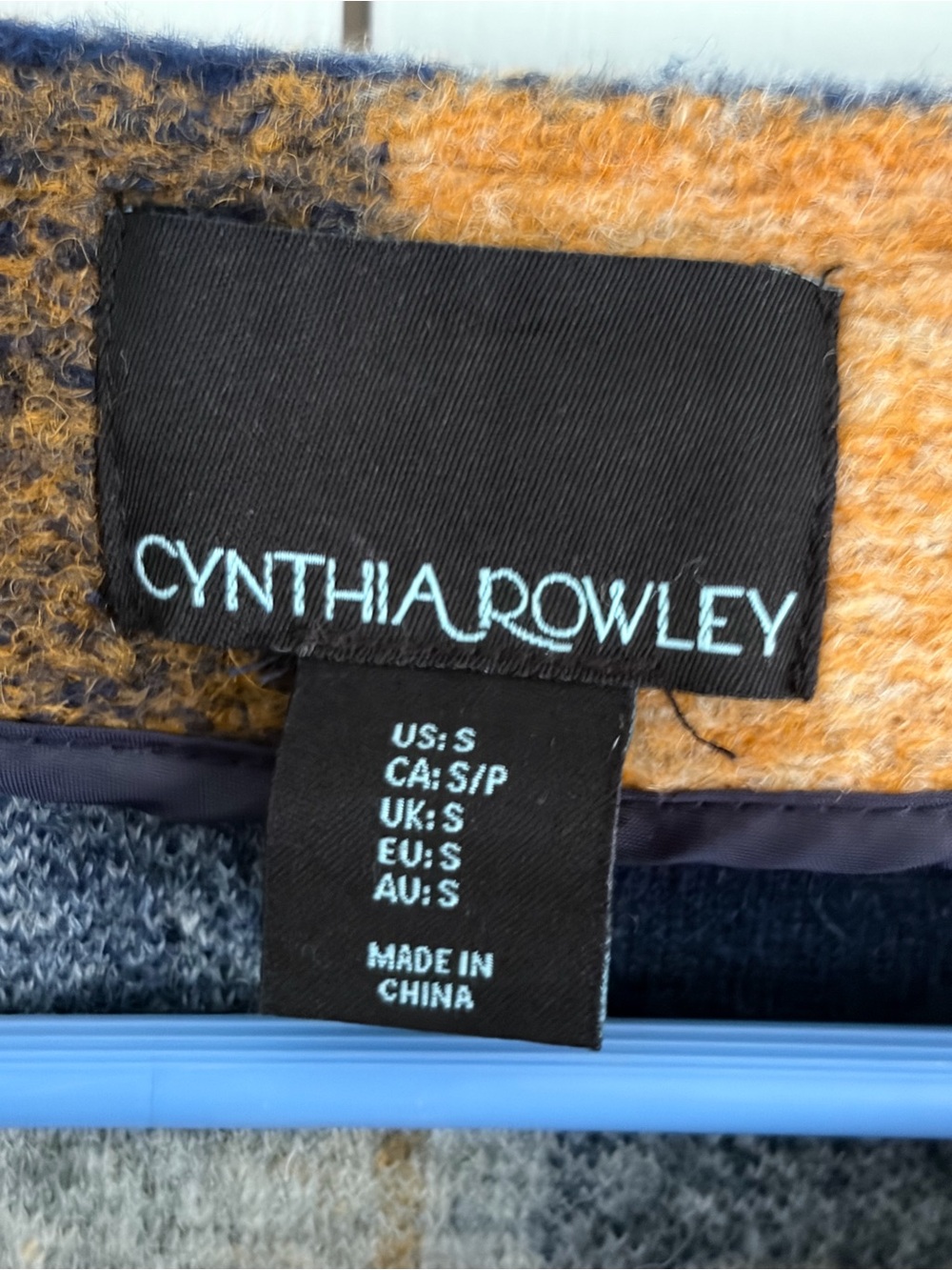 Cynthia Rowley Plaid Open-Front Pea Coat - Mustard, Navy, Cream - Picture 2 of 3